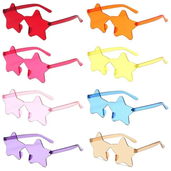Frameless Pentagram Sunglasses Party Show Decoration Sunglasses One-piece Candy Color Star Sunglasses