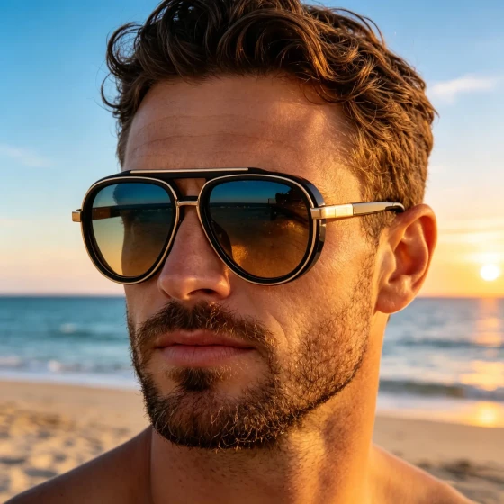 European and American style men's aviator sunglasses for outdoor driving, sun protection, trendy men's eyewear