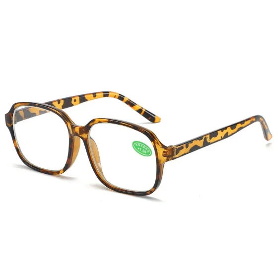 New hot-selling fashionable retro crystal reading glasses with flat lenses, wear-resistant, leopard print tortoiseshell color, unisex presbyopic glasses