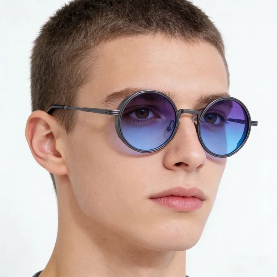 European and American fashion round-frame sunglasses for men, vintage high-end style men's sunglasses shades