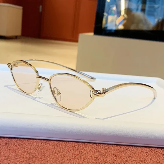 DAPARO Fashionable designer-style cat-eye knotted sunglasses for women with a high-end feel and metal temples, trendy sunglasses