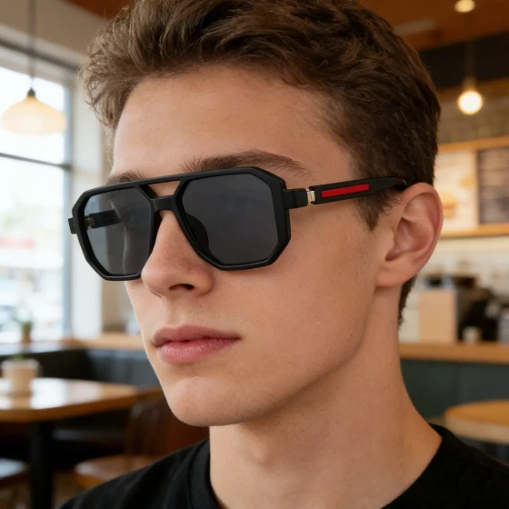 European and American fashion square frame sunglasses for men, simple retro double-beam outdoor sun protection sunglasses for men