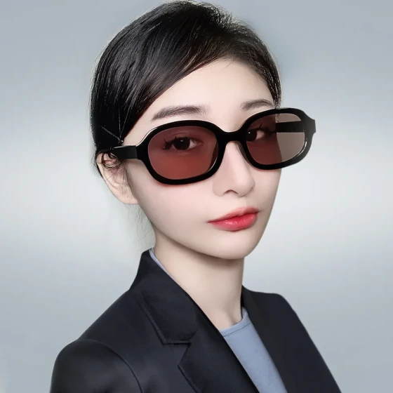 Vintage Oval Sunglasses Female ins Korean-style trendy cat-eye sunglasses Trendy brown polarized glasses