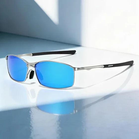 Polarized Men's Photochromic Sunglasses for Driving Night Vision Metal Frame Square Sunglasses