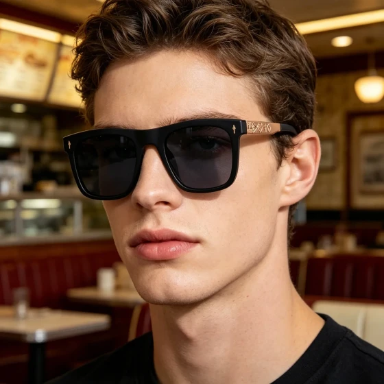 European and American fashion square sunglasses for men, trendy street style, sun protection, driving-specific, personalized trendy eyewear
