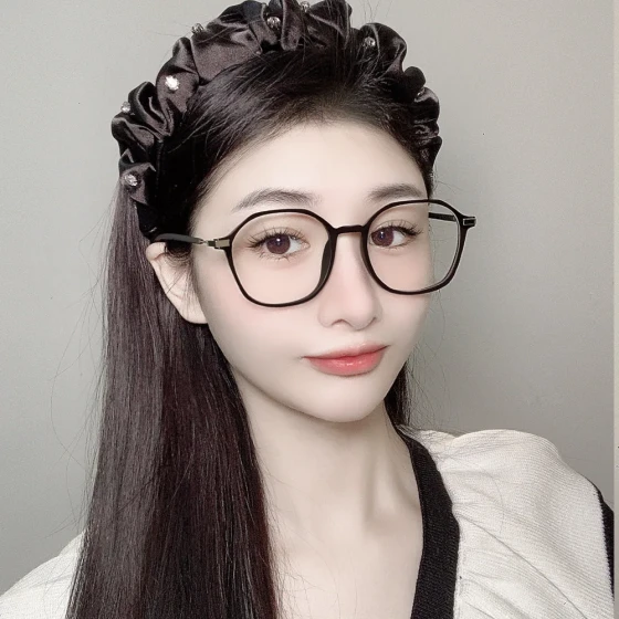 New TR90Ultra-light cold tea-colored eyeglass frame, Korean style anti-blue light glasses, retro plain-faced internet celebrity style non-prescription glasses
