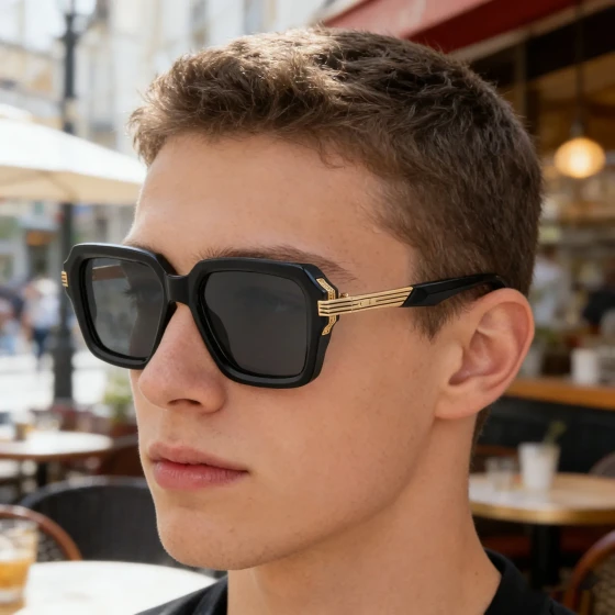 European and American fashion square-frame sunglasses for men, stylish outdoor driving high-end sun protection sunglasses for men