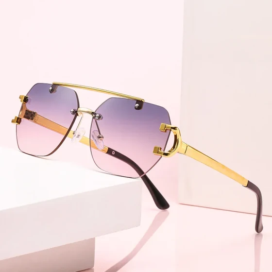 Wood Grain Leopard Head Sunglasses for Women Men's Double-Beam Cut-Edge Sun Protection Sunglasses Popular glasses
