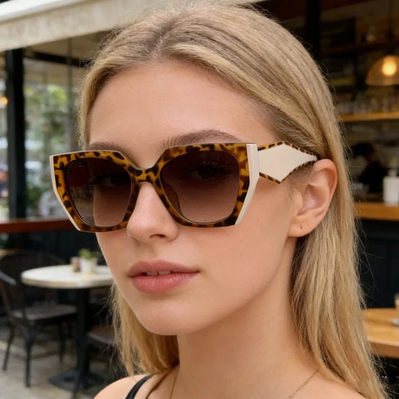 Fashionable Cat-Eye Wide-Frame Sunglasses for Women with a High-End Feel ins Full-frame sunglasses, same style as famous brands