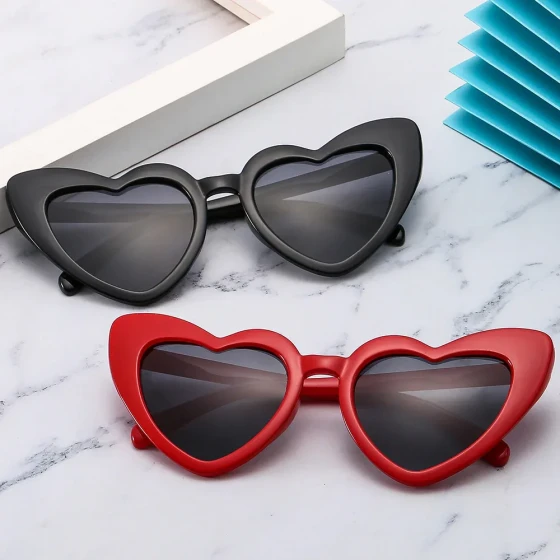 European and American style heart-shaped women's sunglasses, fashionable and slimming for large faces