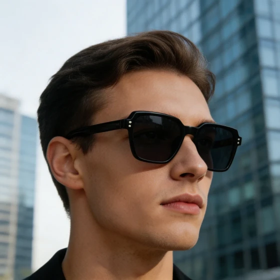 European and American fashion square large-frame sunglasses for men, personalized polypropylene pin versatile sunglasses for men