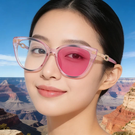Fashionable Cat Eye Photochromic Sunglasses for Women TR Trendy Frame Glasses with a High-End Feel, UV-Protective Sunglasses for Women