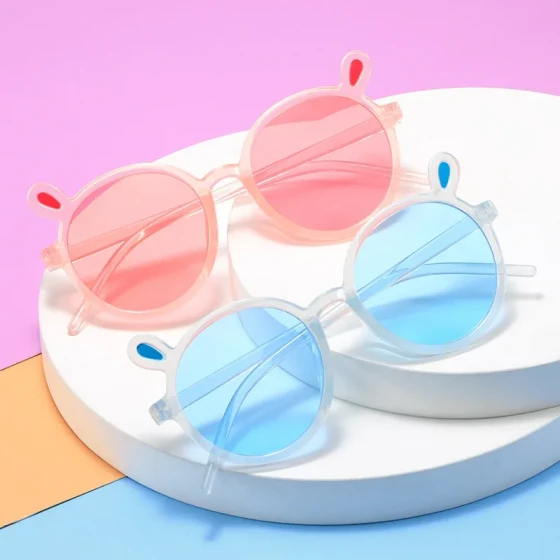Children's Sunglasses for Boys and Girls, UV Protection, Cute Baby New Fashion Colorful Rabbit Ear Sunglasses
