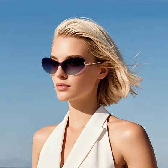 New European and American style cut-edge personalized butterfly sunglasses, high-end new frameless cat-eye sunglasses