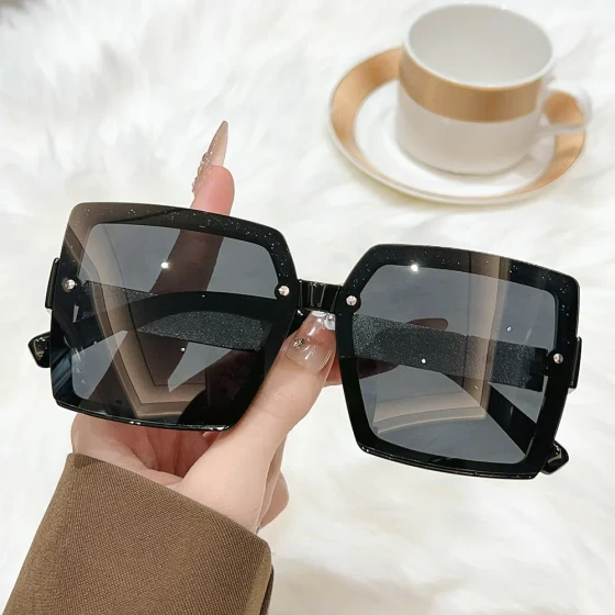 UV-protective large-frame polarized square fashion sunglasses for driving, popular on Xiaohongshu, women's sunshade glasses