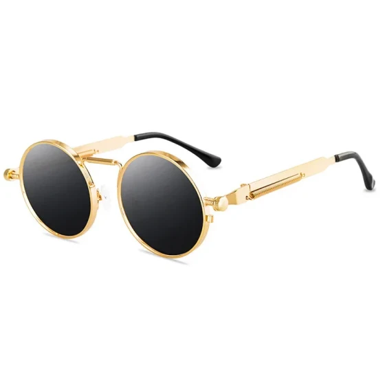 Classic Round Steampunk Sunglasses Prince Glasses for Men and Women Retro Metal Spring Leg Sunglasses in Stock