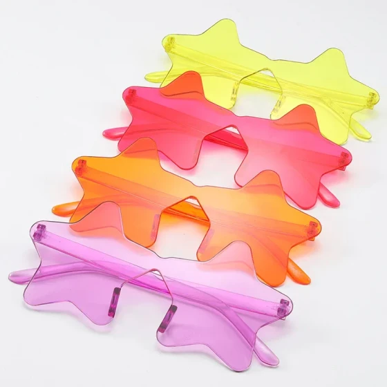Heart-shaped jelly candy in millennium colors ins Hot Girl's Pentagram Sunglasses, Women's Rimless Sunglasses, Unisex