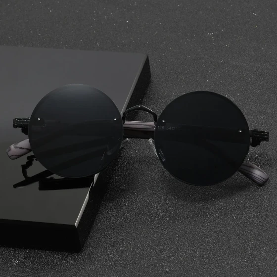 European and American retro round-frame metal punk sunglasses, fashionable and versatile men's personalized sunglasses