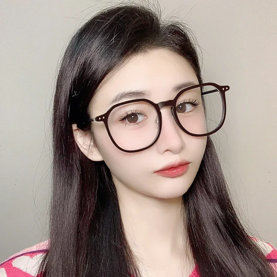 Black-framed glasses similar to Bai Lu's style for women, large frame, anti-blue light, anti-radiation, a natural beauty essential TR90Myopia glasses frame